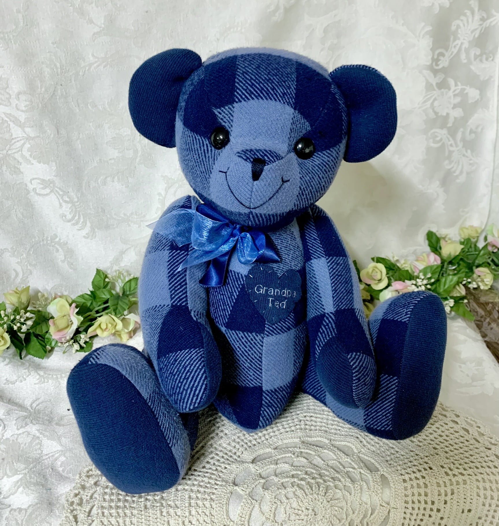 blue-plaid-memory-bear