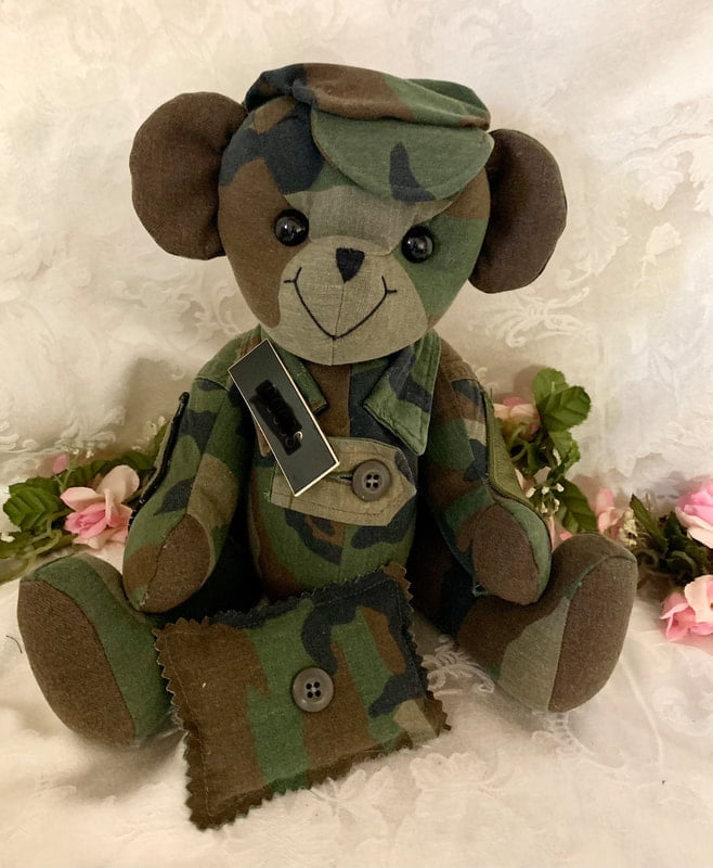 Beloved bear made from Army uniform.