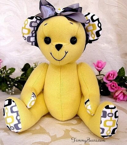 Bear made from yellow sweater.