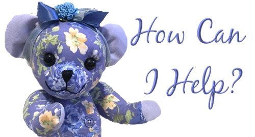 Memory Bear made from blue floral shirt.